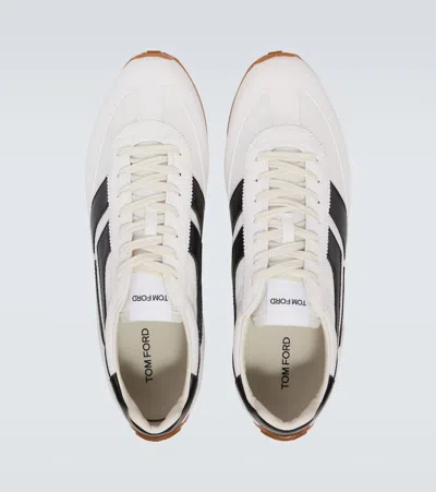 Tom Ford Low-profile White Sneakers With Black Leather Accents