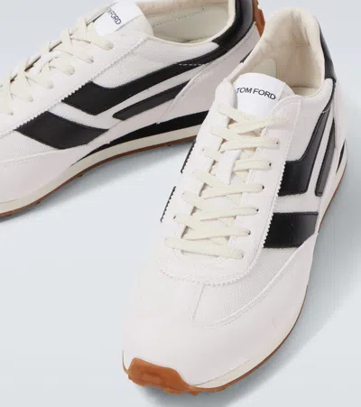 Tom Ford Low-profile White Sneakers With Black Leather Accents