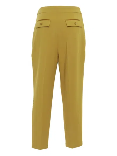 Elisabetta Franchi Tailored Trousers With Smooth Finish And Subtle Crease In Yellow