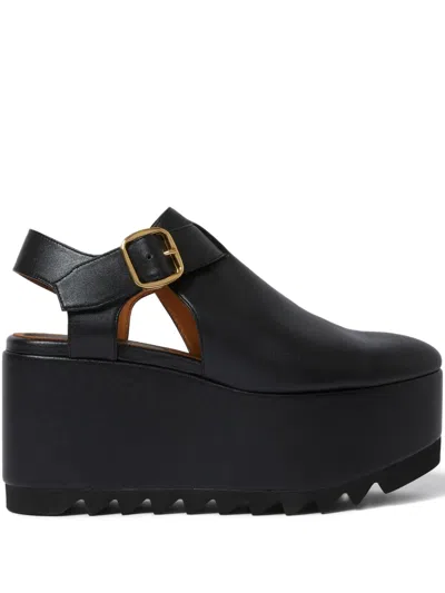 Stella Mccartney Elyse Closed-toe T-bar Platform Sandal In Black
