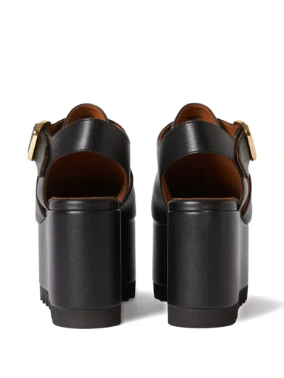 Stella Mccartney Elyse Closed-toe T-bar Platform Sandal In Black