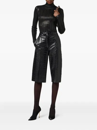 Elisabetta Franchi Metallic Fabric Turtleneck Sweater In Black