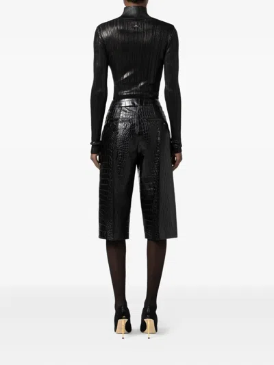 Elisabetta Franchi Metallic Fabric Turtleneck Sweater In Black