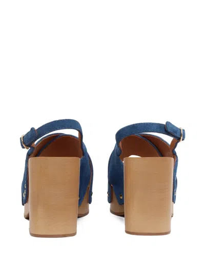 Via Roma 15 Crossover Studded Sandals In Blue