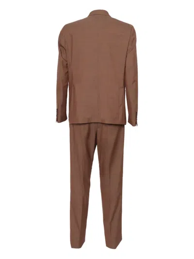 Brera Double-breasted Patch-pocket Suit In Brown