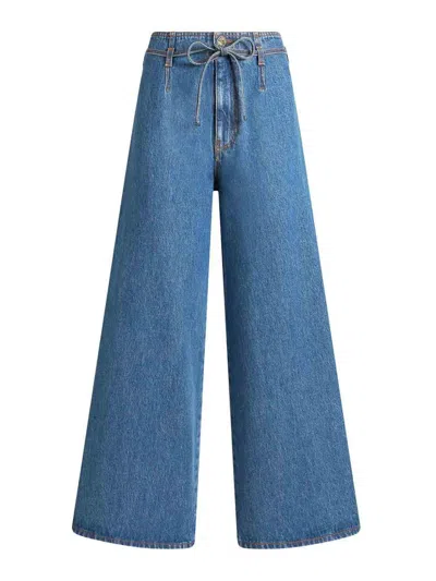 Etro Wide-leg Drawstring Jeans In Blue