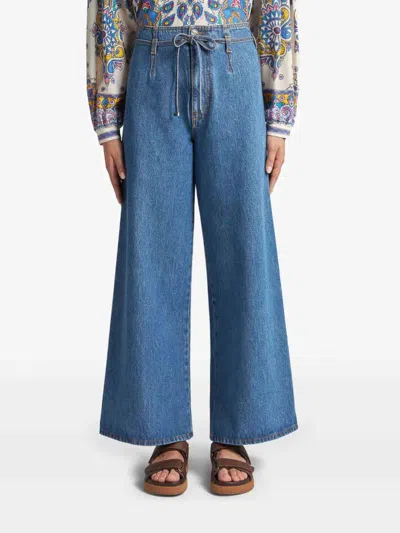 Etro Wide-leg Drawstring Jeans In Blue