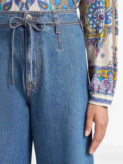 Etro Wide-leg Drawstring Jeans In Blue