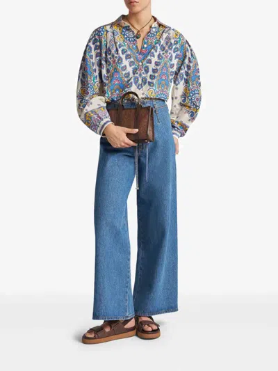 Etro Wide-leg Drawstring Jeans In Blue