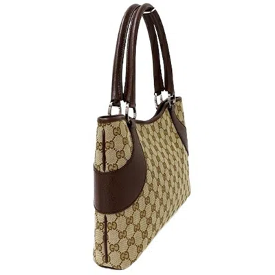 Pre-owned Gucci Beige Brown Gg Canvas Tote Bag ()