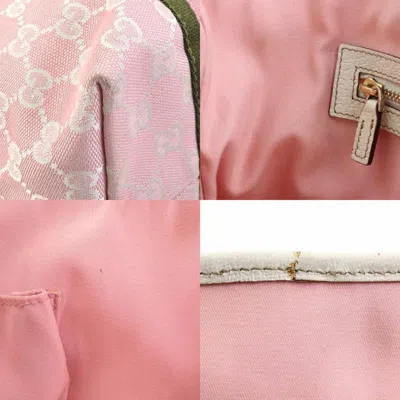 Pre-owned Gucci Khaki Off-white Pink Gg Canvas Leather Shoulder Bag Tote Bag ()