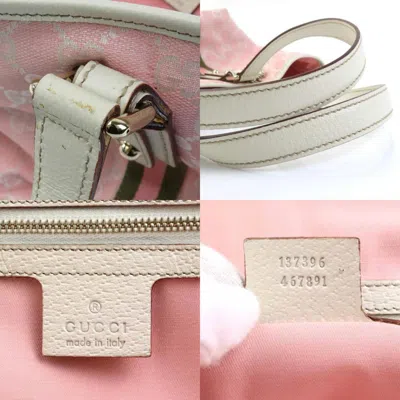 Pre-owned Gucci Khaki Off-white Pink Gg Canvas Leather Shoulder Bag Tote Bag ()