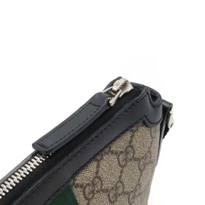Pre-owned Gucci Sherry Line Beige Black Green Red Color Pvc Leather Shoulder Bag ()