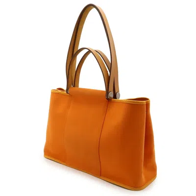 Pre-owned Hermes Orange Toile Officier Leather Handbag Shoulder Bag Tote Bag ()