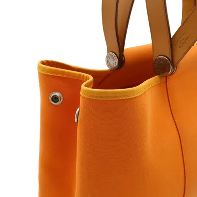 Pre-owned Hermes Orange Toile Officier Leather Handbag Shoulder Bag Tote Bag ()