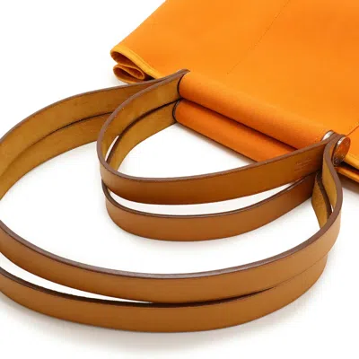 Pre-owned Hermes Orange Toile Officier Leather Handbag Shoulder Bag Tote Bag ()