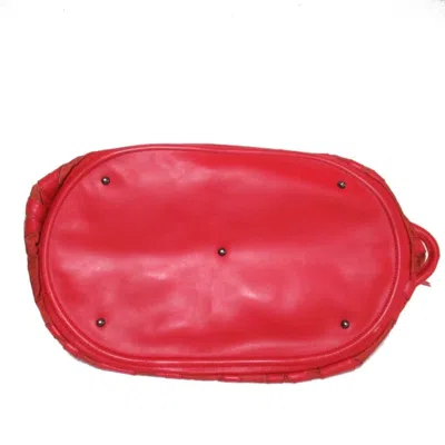 Pre-owned Issey Miyake Red Color Leather Nylon Boston Bag Tote Bag ()