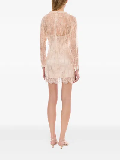 Alberta Ferretti High Neckline Lace Detailing Sequin Embellishments Dress In Multi