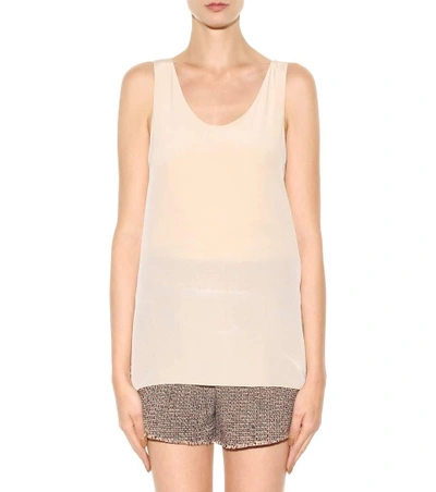 Shop Chloé Silk Top In Beige