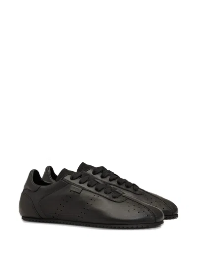 Ami Alexandre Mattiussi Black Smooth Leather Low Top Step Sneakers Black In Black