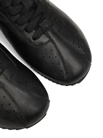 Ami Alexandre Mattiussi Black Smooth Leather Low Top Step Sneakers Black In Black