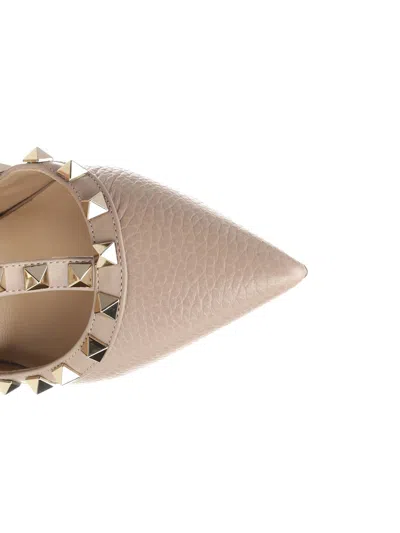 Valentino Rockstud Pointed Toe Caged Pumps In Metallic