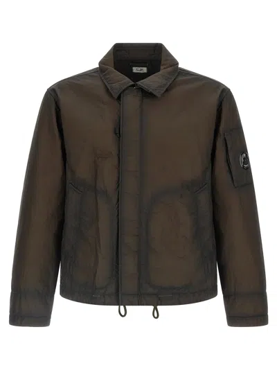 C.p. Company Bi-film Felt Jacket Puffer Jackets Green In Brown