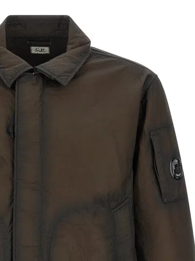 C.p. Company Bi-film Felt Jacket Puffer Jackets Green In Brown