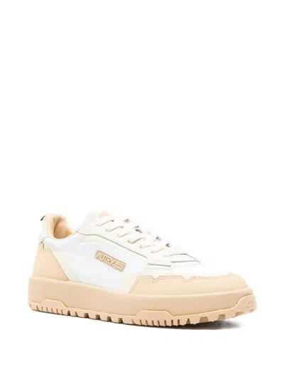 Autry Panelled Lace-up Sneakers In White