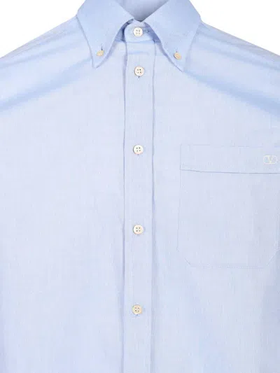 Valentino Camicia Maniche Lunghe Vlogo Signature Shirts Light Blue In Blue