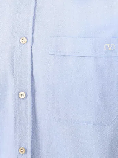 Valentino Camicia Maniche Lunghe Vlogo Signature Shirts Light Blue In Blue