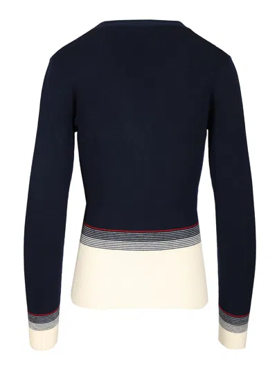 Valentino V-neck Cardigan With Contrast Hem In Blue