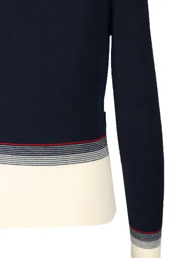 Valentino V-neck Cardigan With Contrast Hem In Blue