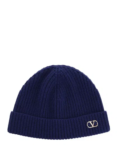 Valentino Garavani Cashmere Bennie Cap Hats Blue