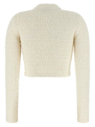 Self-portrait Cream Textured Knit Sweaters And Cardigans White In Neutral