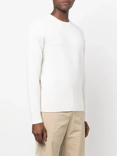 Roberto Collina Timeless Crew-neck Sweater With Ribbed Details In White