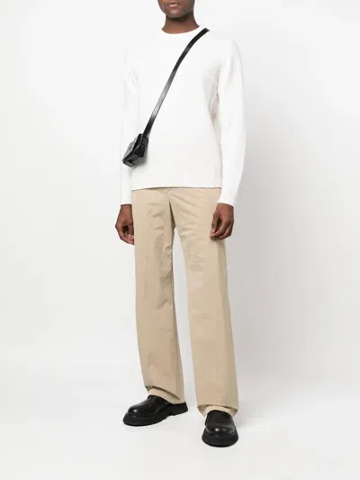 Roberto Collina Timeless Crew-neck Sweater With Ribbed Details In White