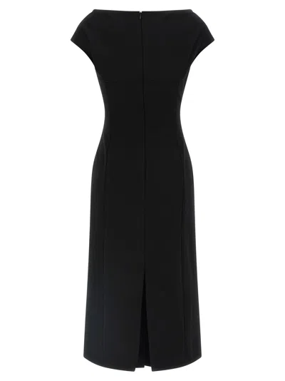 Ermanno Scervino Draped Neckline Midi Length Off-shoulder Dress In Black