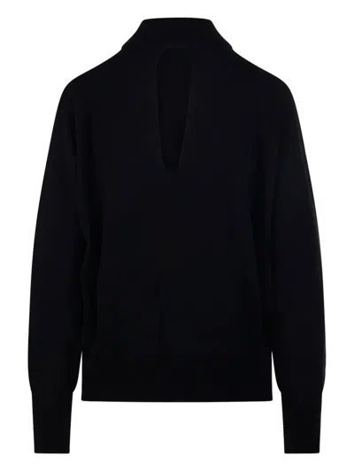 Roberto Collina Knitted Sweater With Lace-up Design In Black