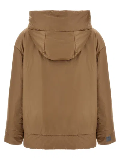 Max Mara The Cube Short Hooded Down Jacket In Brown