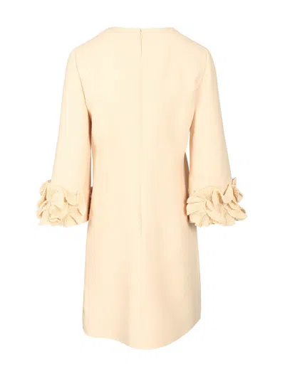 Valentino Robe Courte En Crêpe Couture Femme Bouleau 50 In Neutral
