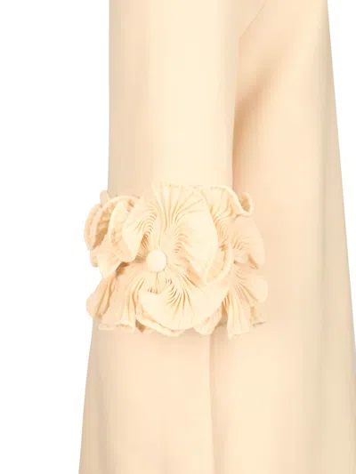 Valentino Robe Courte En Crêpe Couture Femme Bouleau 50 In Neutral