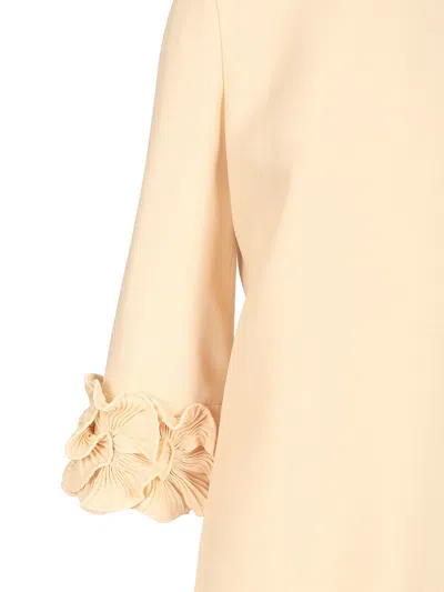 Valentino Robe Courte En Crêpe Couture Femme Bouleau 50 In Neutral