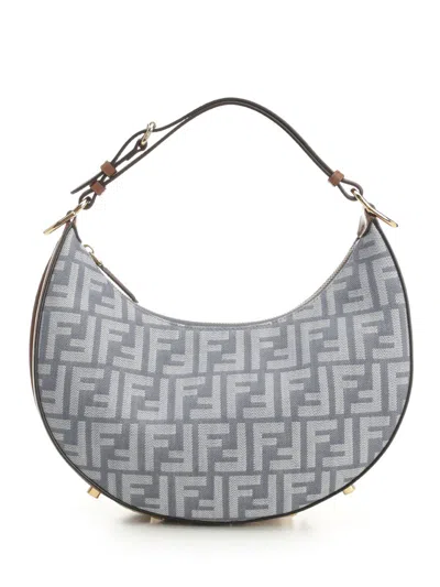Fendi Graphy Small Canvas All Over Ff Shoulder Bags Blue