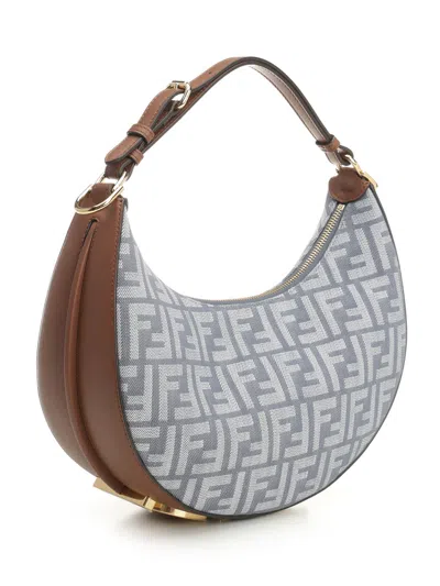 Fendi Graphy Small Canvas All Over Ff Shoulder Bags Blue