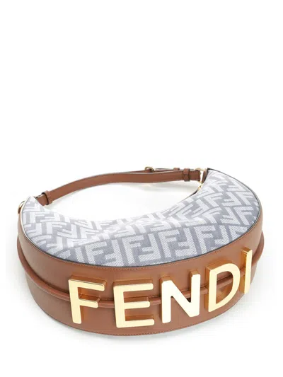 Fendi Graphy Small Canvas All Over Ff Shoulder Bags Blue