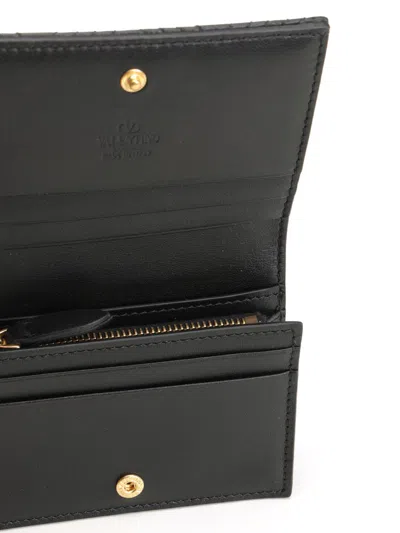 Valentino Flap French Wallet | Quiltie 67 | Nappa Deluxe/a.brass Logo Wallets Black