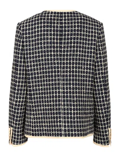 Valentino Boucle Wool Blend Jacket With Contrast Trim In Black