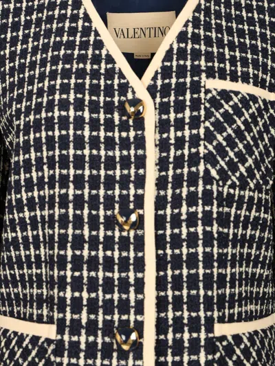 Valentino Boucle Wool Blend Jacket With Contrast Trim In Black