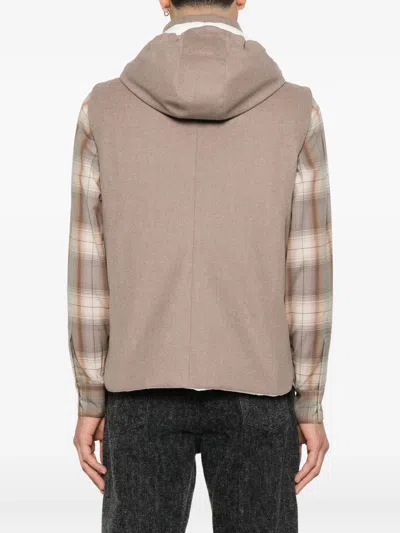 Brunello Cucinelli Clay Wool Padded Hooded Vest In Silver